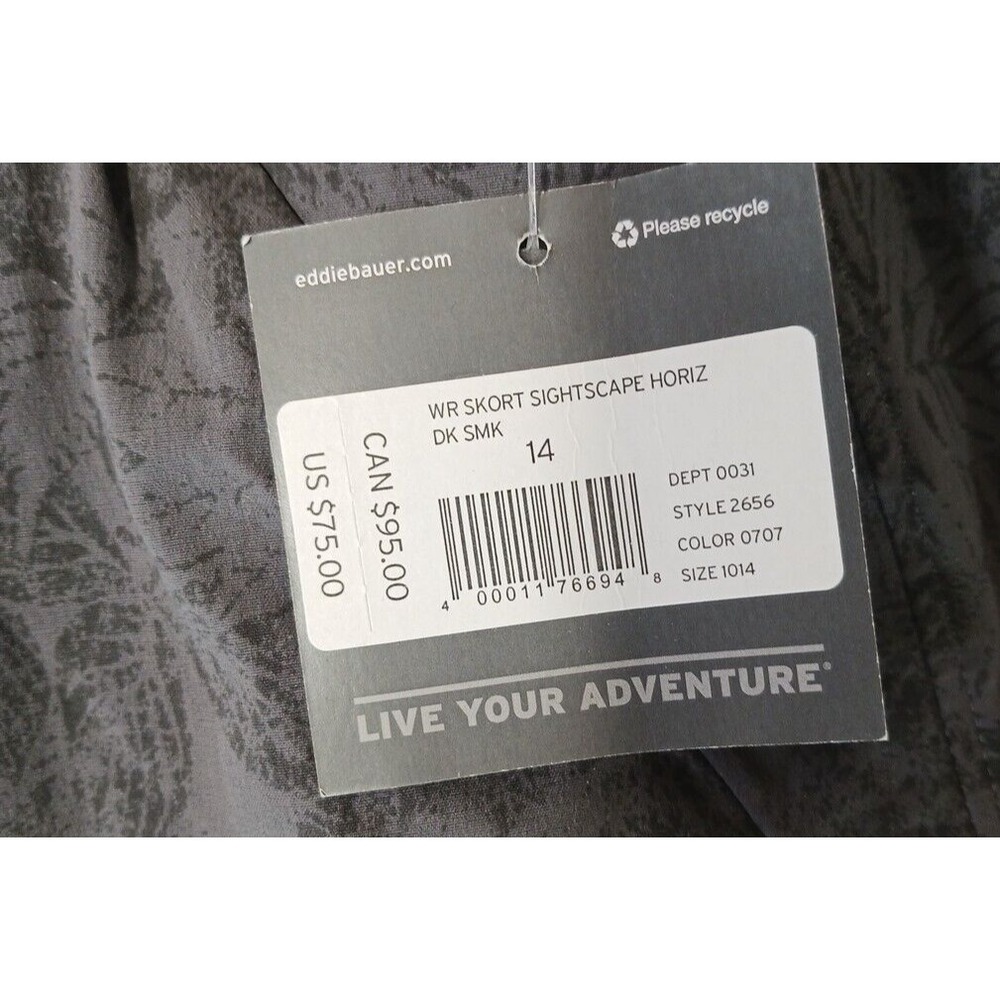 NWT Eddie Bauer Womens Skort Skirt Gray Size 14 Pockets Stretchy Travex Flexico - Picture 2 of 12